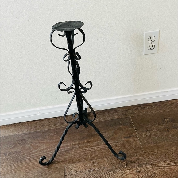 Antique Iron Candle Holder 22 Inches High - Picture 8 of 11